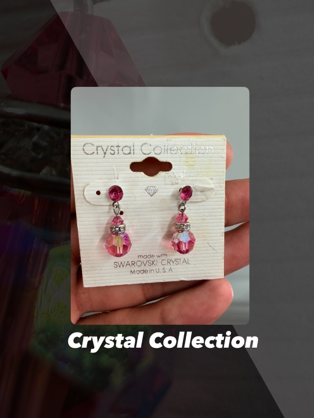 EUC Crystal Collection Pink Drop Earrings